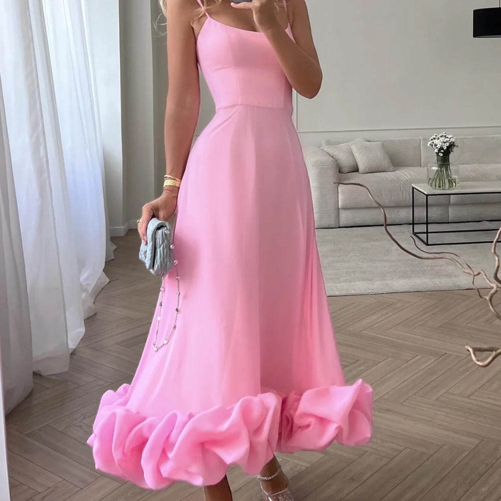 Flounce Bustier Midi Dress S / Pink